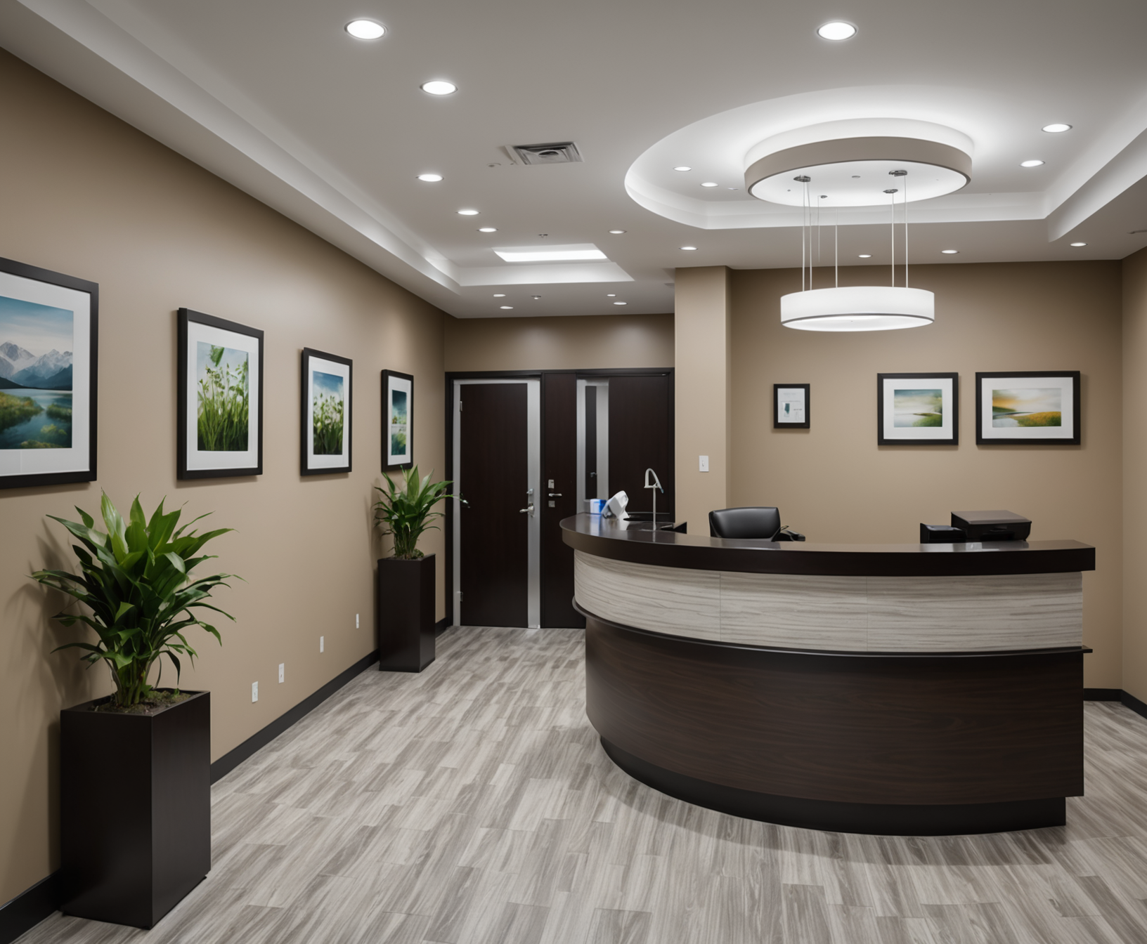 Welcoming dental office reception area with modern decor