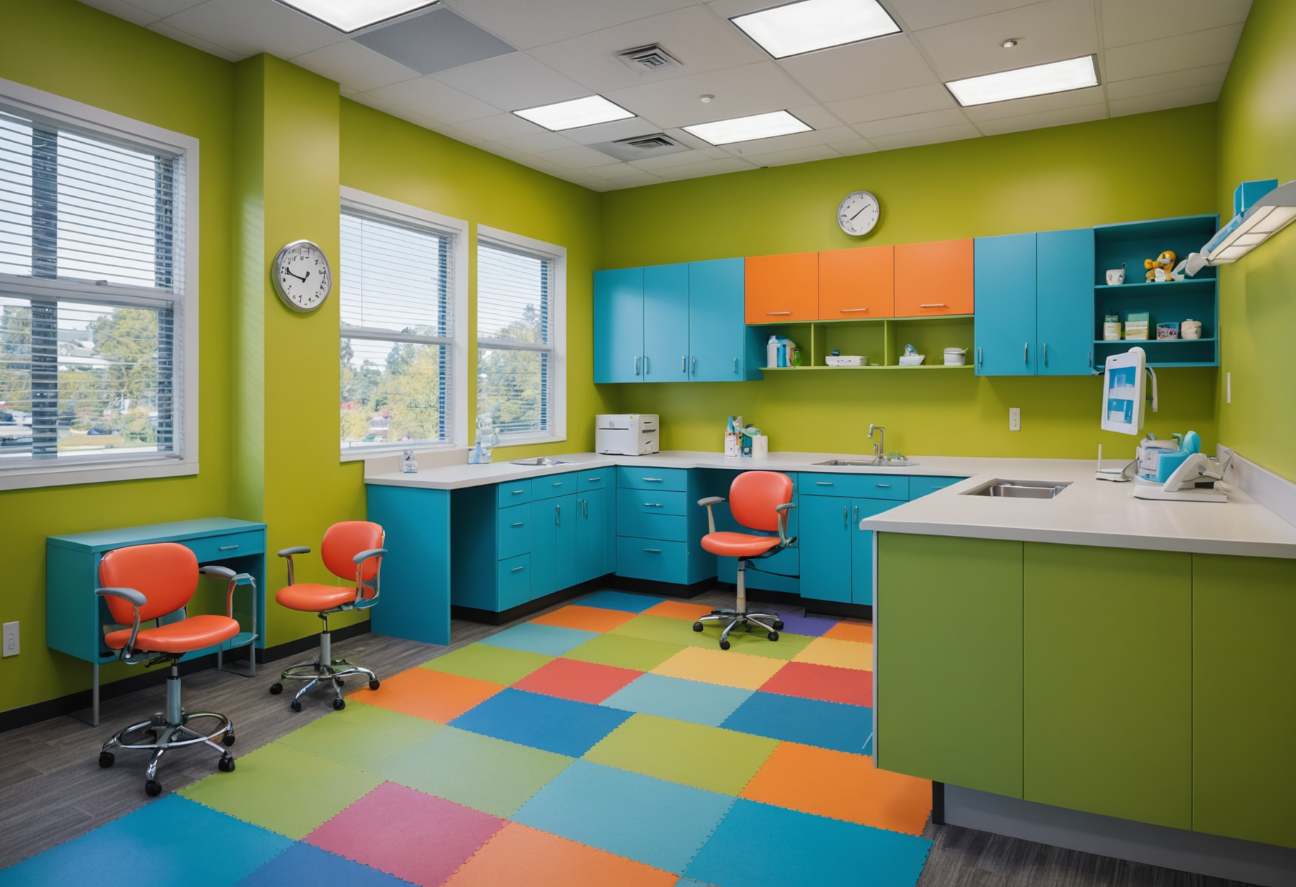 Colorful pediatric dental office environment